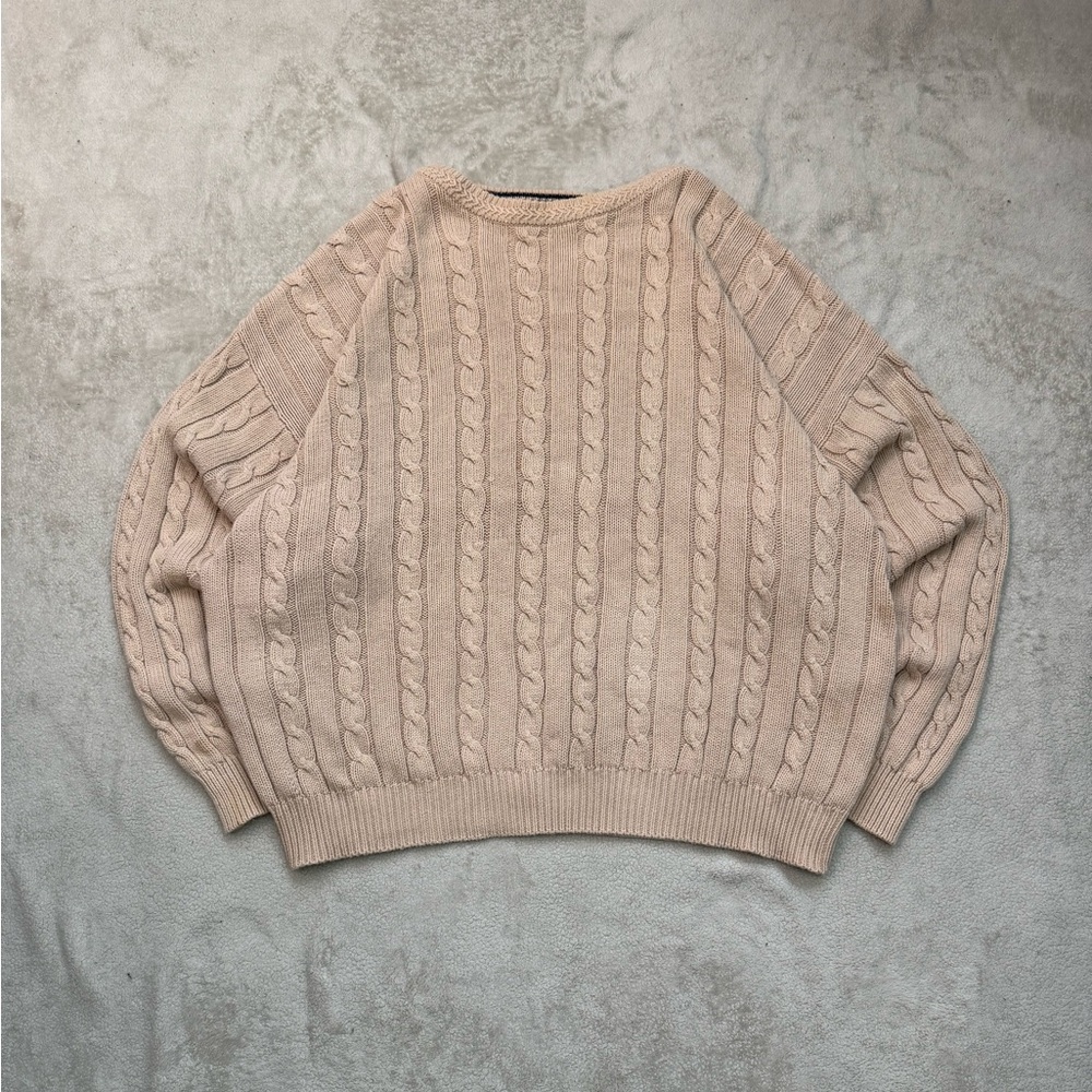 Vintage 90s Cable Knit Cream Sweater